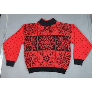 Club Sportif‎ De Paris Sweater Mens Medium Red Holiday Birdseye Christmas Warm